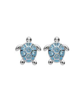 Sterling Silver (925) & Crystal Blue Sea Turtle Stud Earrings Ocean Jewelry NEW